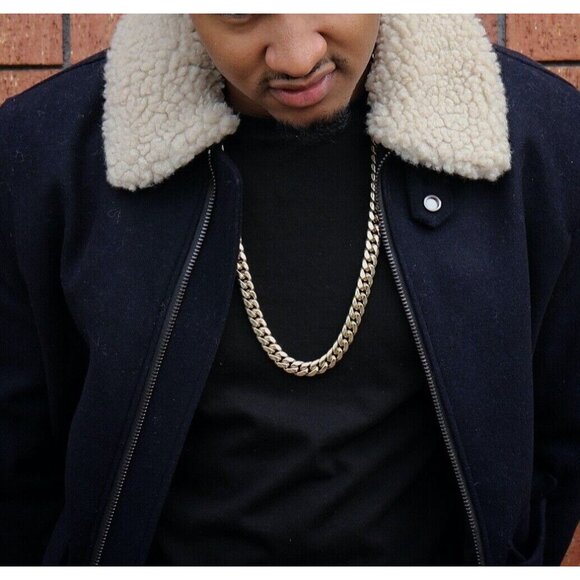 Men's Heavy Yellow Gold Plated 316 Stainless Steel Miami Cuban Chain Necklace - Picture 5 of 5